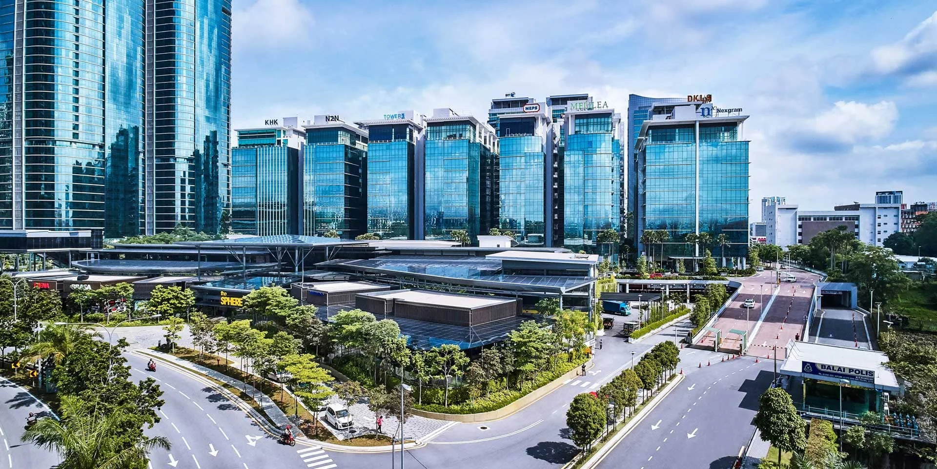 The Horizon Phase 1 office precinct above the landscaped park in Bangsar South, Kuala Lumpur